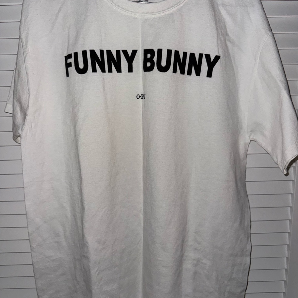 White Hanes T-Shirt with Text OPI Funny Bunny